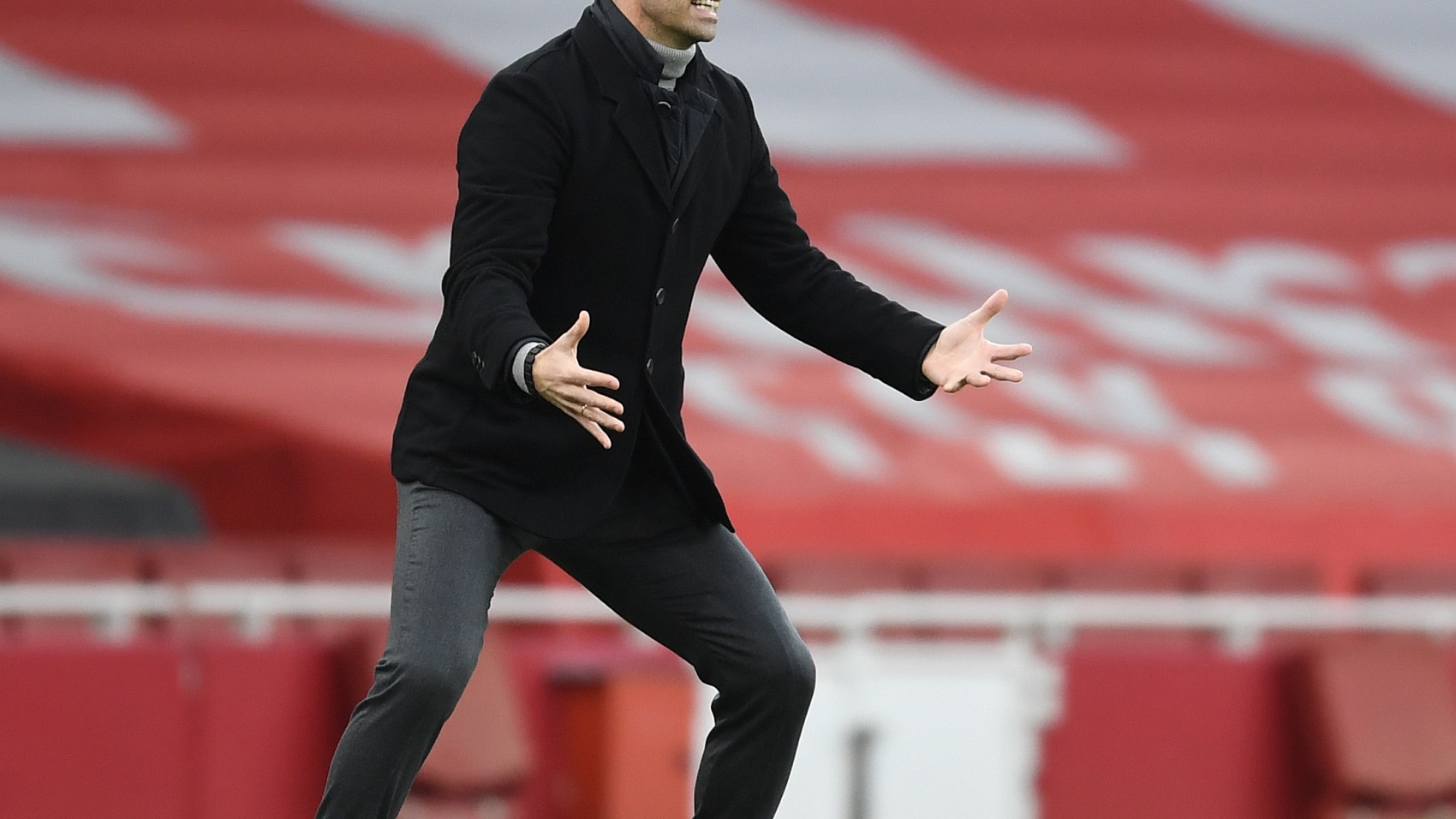 LONDON, ENGLAND - FEBRUARY 14: Arsenal manager Mikel Arteta during the Premier League match between Arsenal and Leeds United at Emirates Stadium on February 14, 2021 in London, England. (Photo by Stuart MacFarlane/Arsenal FC via Getty Images)
